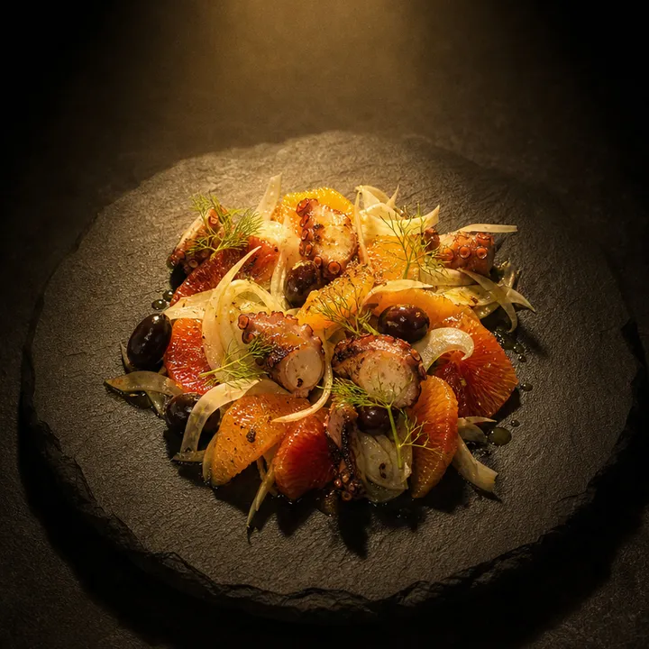 Insalata di Arancie alla Siciliana mit Orange, Fenchel und Oktopus